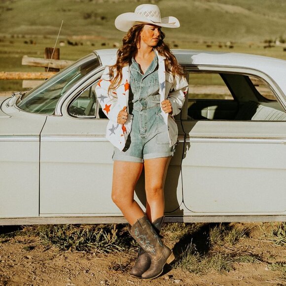 🆕Women Dark BrownFaux Leather Snip Toe Chunky Heel Embroidered Western Boot - Picture 4 of 6